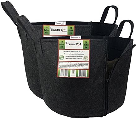 Thunder Pot Zippered Fabric Grow Bag 2-Pack Cloth Air Pots for Indoor, Outdoor &amp; Hydroponic Use | Soil Planters for Flowers, Potato, Tomato, and Other Vegetables &amp; Garden Plants (10-Gallon)
