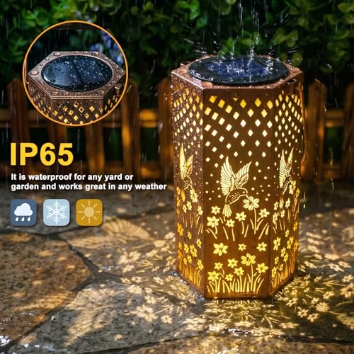 Eandisom Birthday Gifts for Women - Garden Decor Hummingbird Solar Lanterns Outdoor Waterproof, Mothers Day Gifts for Mom Grandma, Hanging Solar Lights Outside for Yard, Patio