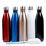 Sfee 25oz Vacuum Insulation Water Bottle - Double Wall, BPA-Free, Stainless Steel, Leak Proof-Large Cola Sports Travel Bottles Cup Perfect for Men, Outdoor, Fitness, Camping, Cycling + Cleaning Brush