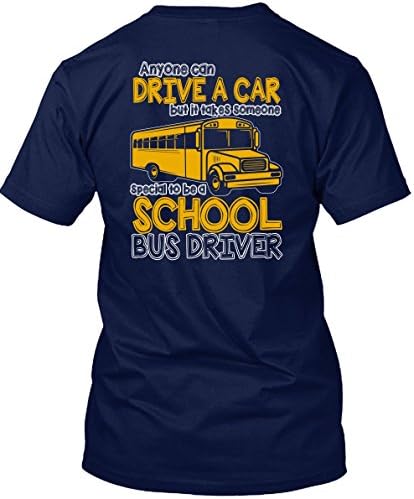 Anyone Can Drive A Car T Shirt, School Bus Driver T Shirt Unisex (S,Navy)
