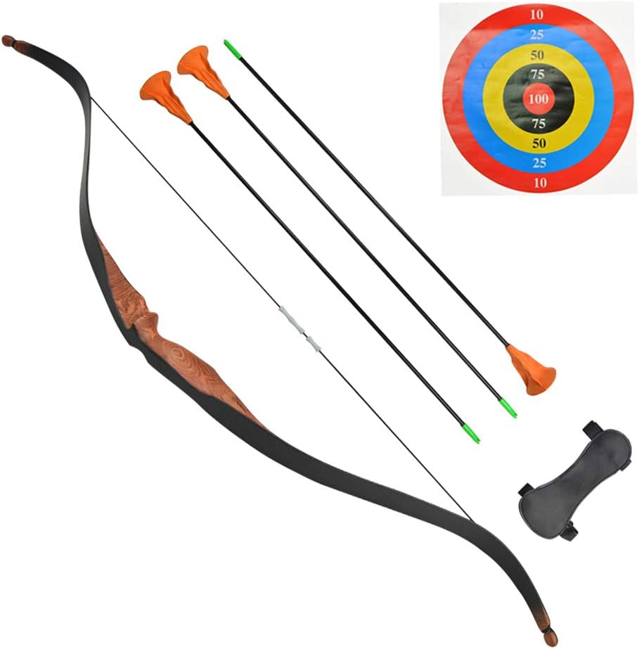 SHARROW Children Recurve Bow and Arrow Set Youth Wooden Bow with 3 Sucker Arrows Archery Training Shooting Game Gifts