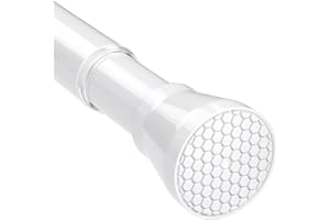 QINGYUN 1Pcs Shower Curtain Rod 45 to 75 Inch White Shower Curtain Rod No Drilling Adjustable Tension Curtain Rod for Windows