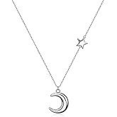 Rnivida Gold Plated 925 Sterling Silver Moon and Star Necklace Hypoallergenic Celestial Jewelry for Women with Adjustable Chain 18''