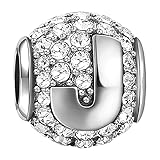 SOUFEEL New Letter J Charms Swarovski 925 Sterling Silver Charms For Bracelets Necklaces Letters Series