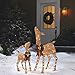 NOMA Christmas Deer 2.8 Ft Pre-Lit LED Outdoor Yard Decor, Metal Decoration with Bright Warm White Lights, Holiday Decoration, Gold with Red Bows