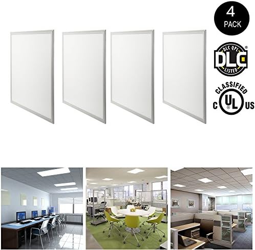 HIKETOLIGHT LED Panel Light 2x2 FT, 40W (120W Equivalent)Troffer Flat Panel Ultra Thin Commercial Drop Ceiling Edge-Lit Dimmable Lamp Fixture 5000lm DLC Premium 4.2 Qualified-4Pack,4000K
