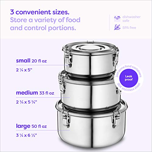 KLEE UTENSILS Stainless Steel Food Storage Containers with Lids 304 Stainless Steel Airtight