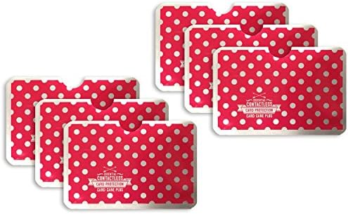 6 x Red Polkadot RFID NFC Blocking Card Clash Anti Scan Protectors for your Credit Cards
