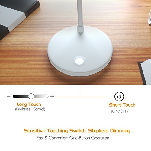 MoKo LED Desk Lamp, Portable Dimmable Reading Lamp with Builtin