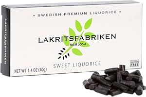 GOODSCIOUS Lakritsfabriken Ramlosa Swedish Premium Black Liquorice - Sweet & Soft Black Licorice Candy w/ 6% Licorice Root - Vegan & Gluten Free Licorice w/Unique Salty Taste - Imported Black Licorice - 1.4 oz