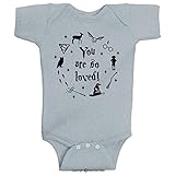 You Are So Loved Harry Potter Baby Wizard Romper Onesie (Boys and Girls) by BeeGeeTees (6 Months, Gray)