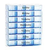Survive Vitamins 7 Day Pill Organizer 4 Times a Day Pill Box in Translucent Blue Color Pill Case