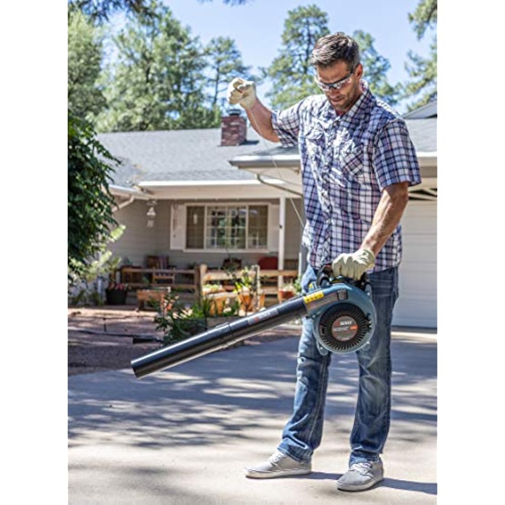 BL4QLL 26.5cc Stroke Gas Powered Leaf Blower AutoChoke Release, Blue
