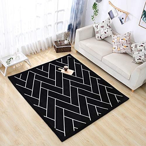 Children Play Mat, 3cm Thicken Coral Velvet Carpet Children Crawling Mat Tatami Mat Living Room Bedroom Mat Area Rug, Yoga Mat, Exercise Mat (260 * 200cm, White Stripes)