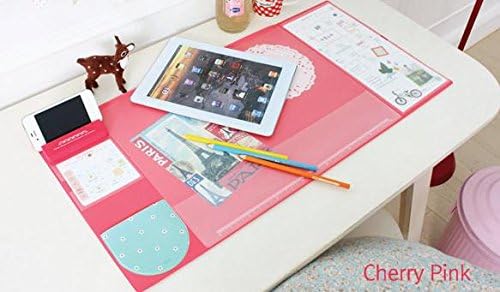 Large Size Mouse pad Anti-slip Desk Mouse Mat Waterproof Desk Protector Mat with Smartphone Stand, Pockets, Dividing Rule, Calendar and Pen Groove (Pink)