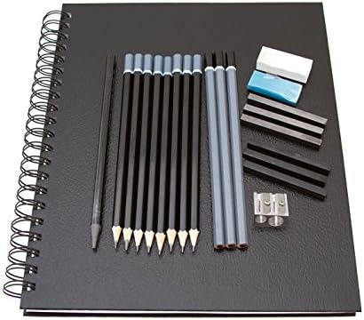 Sketching kit Hardcover Spiral Bound Sketchbook with 21 Piece Artist Drawing Set - Pencils &amp; Sketchbook Included