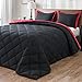 downluxe Twin Comforter Set - Red and Black Twin Comforter, Soft Bedding Sets for All Seasons - 2 Pieces - 1 Comforter (66