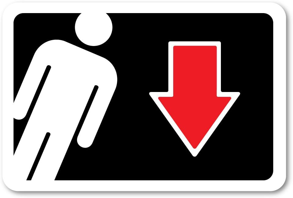Grafken: GR1410 Plastic Sign Medium 6 in x 4 in: Restrooms ICON-Men Style 2. Arrow Down