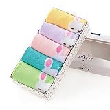 SUNBVE 5 Pack Girls Lovely Rabbit Series Seamless Breathable Cotton Socks (8-11Years)