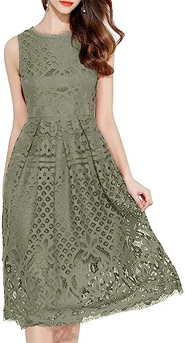 army green dress amazon VEIISAR Womens Fashion Sleeveless Lace Fit Elegant Cocktail Party Dress, Armygreen, X-Small price in Saudi Arabia | Saudi Arabia Prefall25