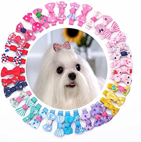 PET N PET Dog Hair Clips Hair Bows 36 PCS Plus 2 PCS Diamond Bling Bling Clips Pet Grooming Products Cat Puppy Hair Accessories Random Color