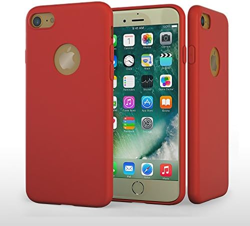 Red iPhone7 Waterproof iPhone Case- Minimalist, Slim Fit, Shock- Absorbing Smart Protection Case for Apple iPhone 7- Flexible Slide-Proof, Anti-Drop Silicone iphone 7 Cover