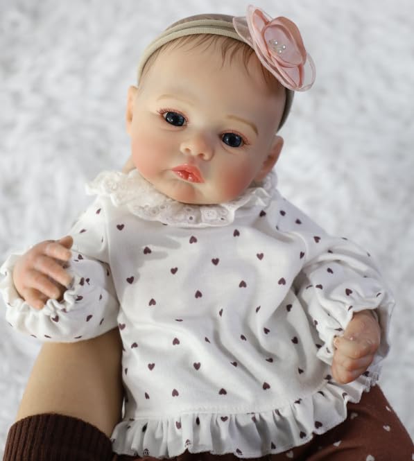 KSBD Reborn Baby Dolls - 18 Inch Realistic Baby Doll Girl, Real Life Baby Dolls with Cute Soft Vinyl Body, Real Baby Doll Newborn Lifelike Baby Gift with Accessories for 3+ Years Old Kids