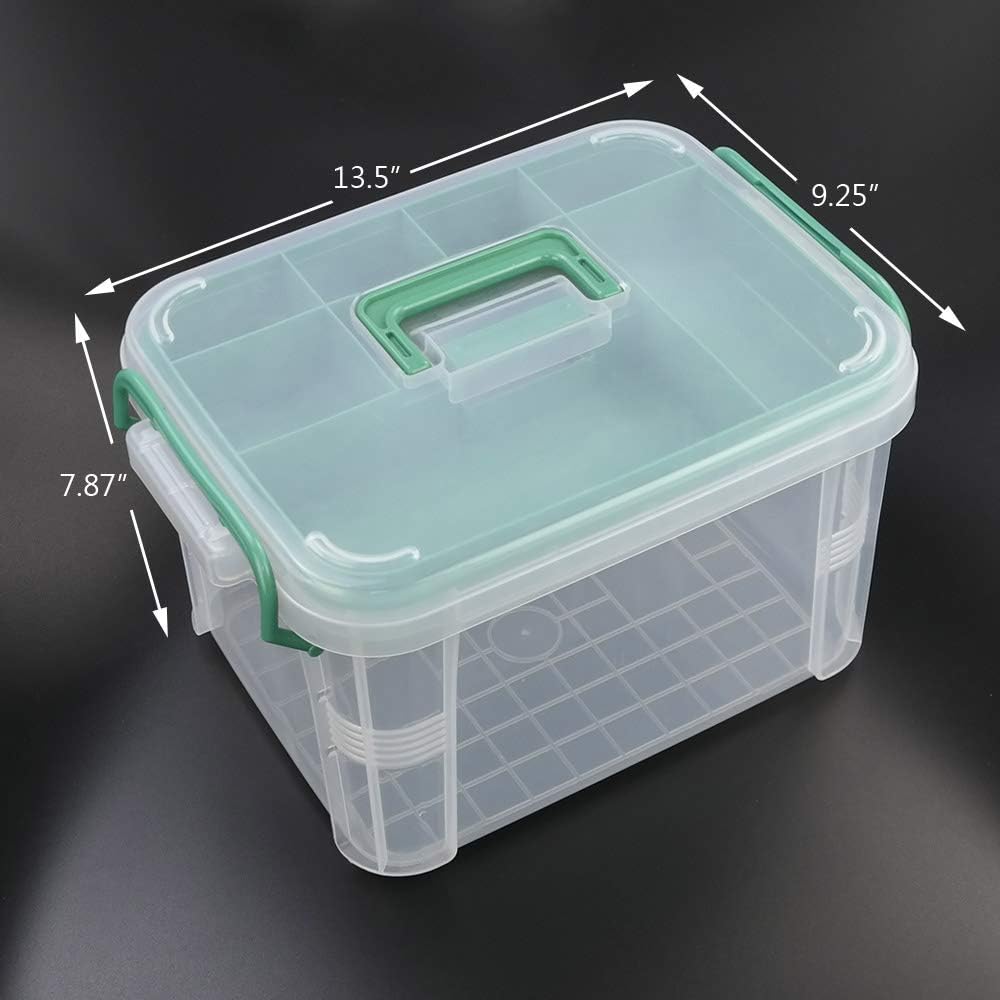 Nesmilers Family First-Aid Kit, Clear Medicine Containers Storage Box with Tray -