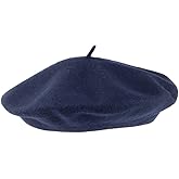 VillageHatShop Navy Blue Wool Fashion Beret