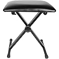 Save On Many Adjustable Keyboard Piano Bench with 4-Position Height Control - X-Style Folding Keyboard Chair with Padded Seat