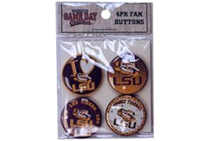 GAME DAY OUTFITTERS NCAA LSU Tigers Button Set (4 Pack), One Size/1.25", Multicolor