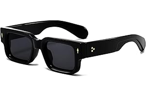 EYLRIM Thick Frame Square Sunglasses for Women Men Chunky Rectangle Sun Glasses Black Shades UV400 Protection