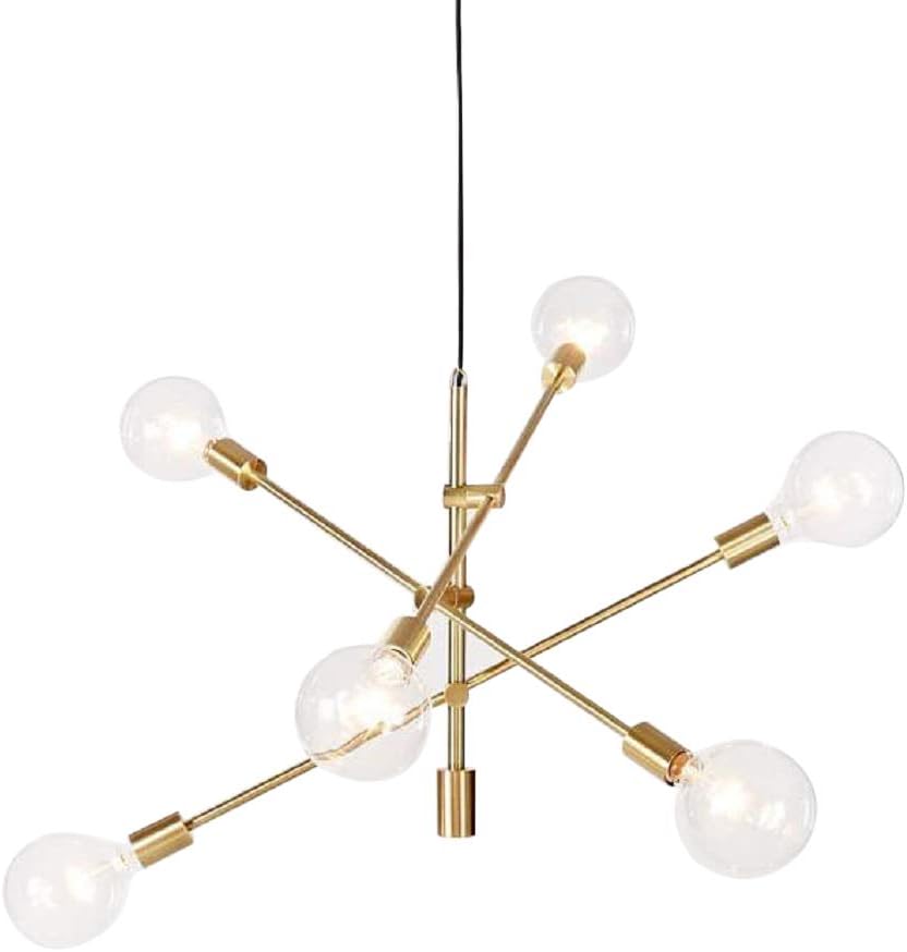 Chandelier Light Fixture 6 Lights Modern Pendant Lighting Gold Galvanization Craft Mid Century Ceiling Light Fixture Large D48inch [Energy Class A]