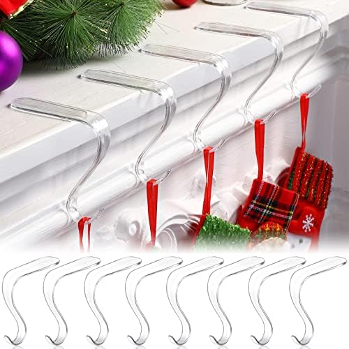 Jetec Christmas Stocking Holders Acrylic Stocking Hangers for Mantel