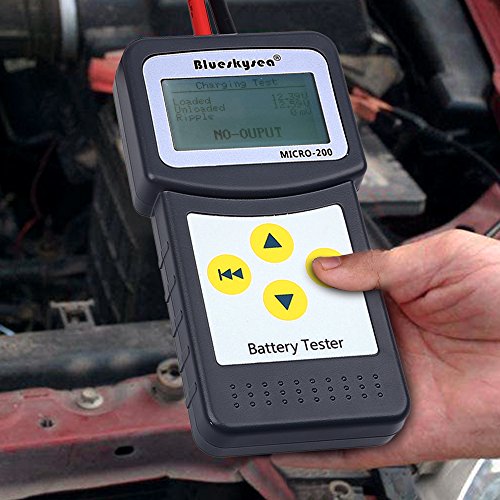 Blueskysea MICRO-200 12V Car Battery Tester Vehicle Digital Analyzer Automotive Alternator Tester Diagnostic Tool Bad Cell Test Tool w/Printing Function EFB/AGM/GEL CCA100-2000, 30-200Ah