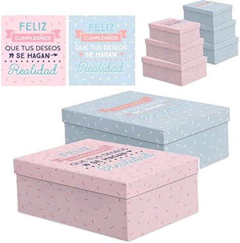 UNIMASA - Juego 3 Cajas Regalo diseño para CUMPLEAÑOS - Gris: Amazon.es: Hogar