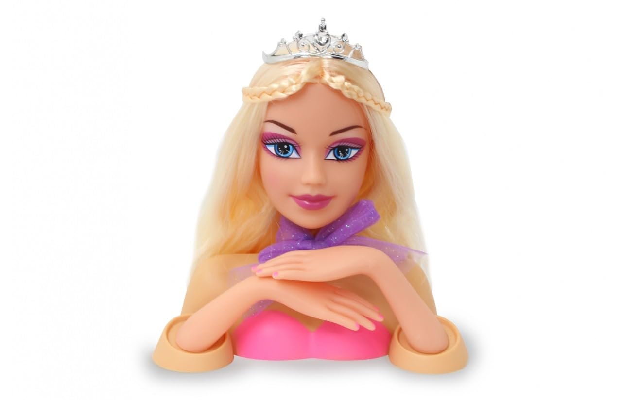 JAMARA Bella Styling 460618 Hairdressing Head Set, 8-Piece Set, Try Cool Trendy Hairstyles, Durable Hair, Promotes Fantastic Role Play, Includes Hair Accessories