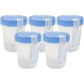 Dealmed 781044 Urine Specimen Cups - 4 oz, Leak Resistant, 5 Count | Polypropylene Construction, Sterile Interior, Individually Wrapped, Tamper Evident Tab, ID Label, Urinalysis Use
