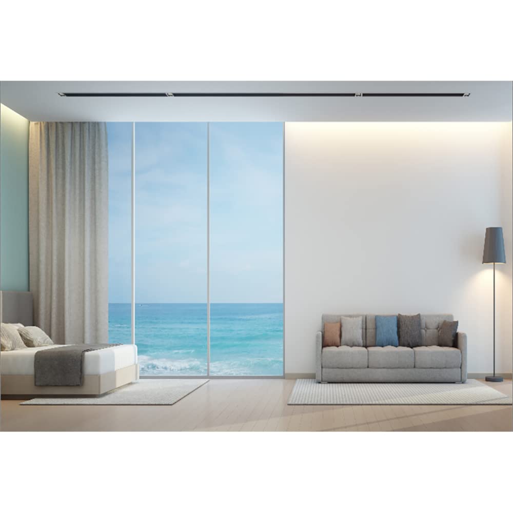 Aoihrraan 3x2m Sea View Room Backdrop French Window Sofa Curtains Modern Living Room Interior Photography Background Summer Holiday Travel Home Office Decor Adults Man Portrait Photo Studio Props