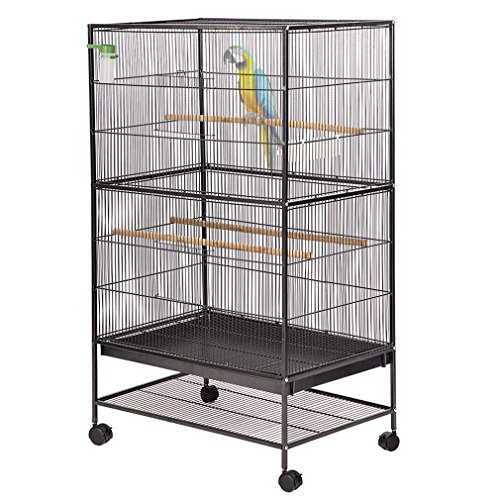 Bird Pet Wrought Iron Flight Cage, 53″ Heavy Duty Perch Stand w/Two Doors BestMassage