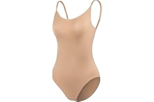 s.lemon Nude Camisole Ballet Dance Undergarment Leotard with Transition Straps
