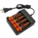Wyness 4PCS 18650 Rechargeable 3.7V 2500mAh Batteries with Fast Li-ion 18650 18500 14500 Battery Charger