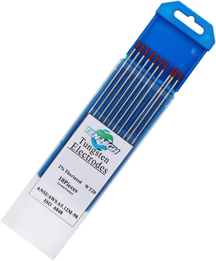 TENHIGH TIG Tungsten Electrodes, Thorium 2, WT20(Red) Thorium