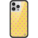 Wildflower Cases - Compatible with iPhone 14 Pro | Protective Black Bumper, 6.5ft Drop Test Certified, Women Owned Small Business | Spots Aesthetic Trendy Cute | Polka Dot - Pink and Yellow
