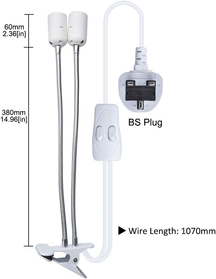 Klarlight Clip On Bulb Holder E27 with On/Off Switch UK Plug 360