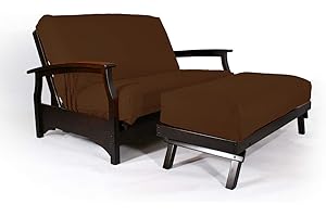D&D Futon Furniture Futon Covers, Mattress Slipcovers, Polyester Poplin (Chair 54x54 & Ottoman 21x54, Brown)