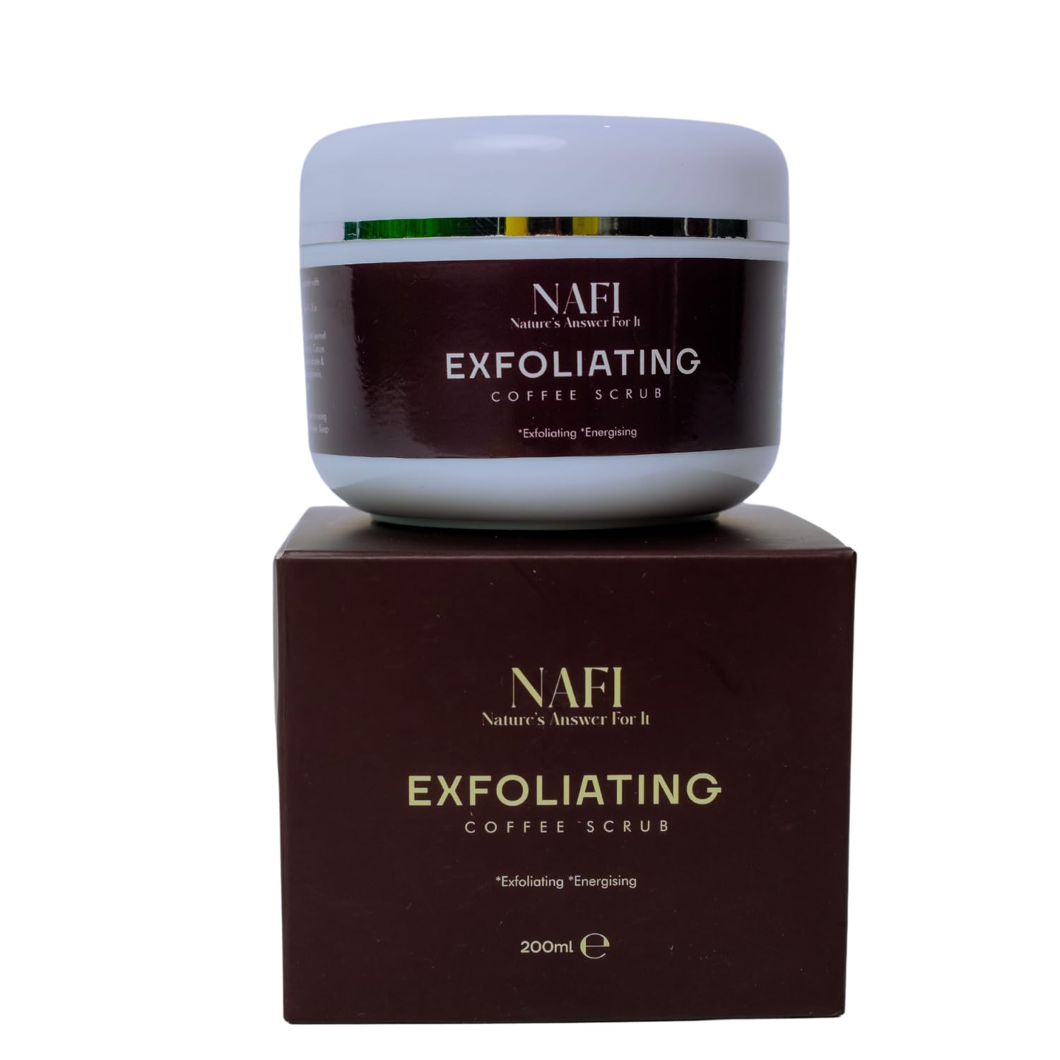 NAFI Exfoliating Coffee Scrub 200ml With Plant Extracts & Essential Oils