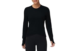 THE GYM PEOPLE Women's Long Sleeve Compression Shirts Workout Tops Cross Hem Athletic Running Yoga T-Shirts with Thumb Hole