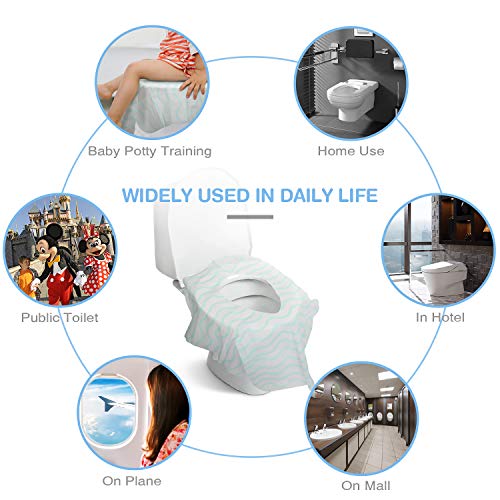 Disposable Toilet Seat Covers Extra Large 20 Packs Perfect for Adults and Kids Potty Training with Individually Wrapped Home Travel Use (Wave)