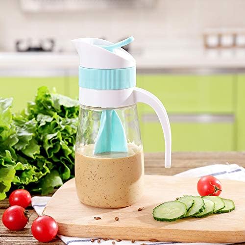 Twist & Pour Salad Dressing Mixer Shaker, Oil Dispenser Vinegar Bottle Salad Dressing Container Maker with Grip Handle Leakproof Perfect for Homemade Dressing Mix Storage